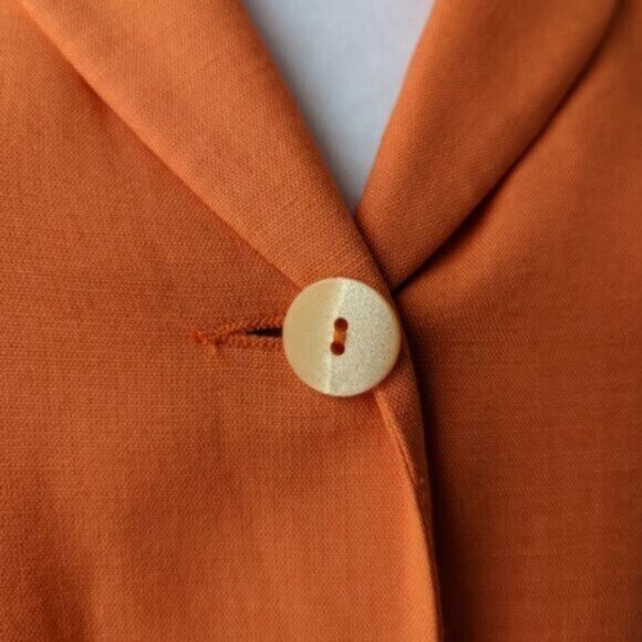 Vintage linen Holt Renfrew orange blazer jacket - Picture 3 of 5